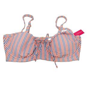 Xhilaration Women's Size 14W Textured Shirred Underwire Bikini Swim Top Striped